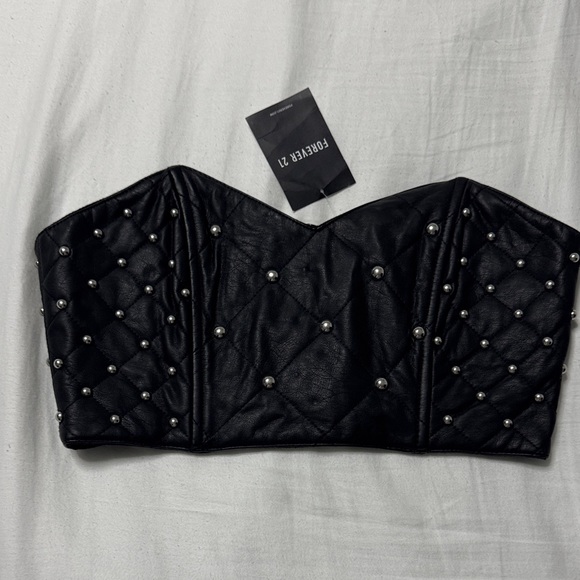 Forever 21 Black Quilted Bustier with Silver Accents - Picture 1 of 3